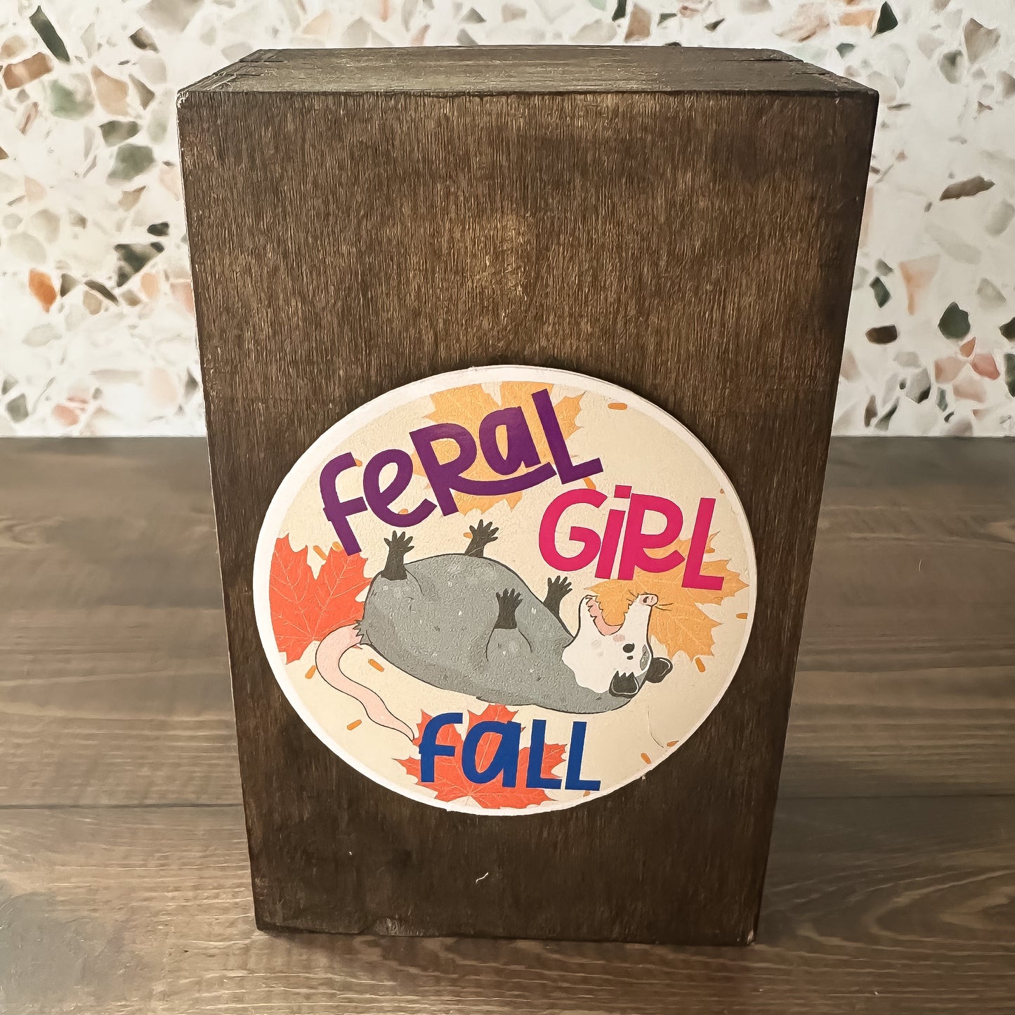 Feral Girl Fall Possum Sticker