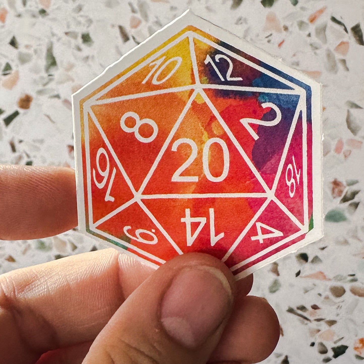 D20 Watercolor Sticker