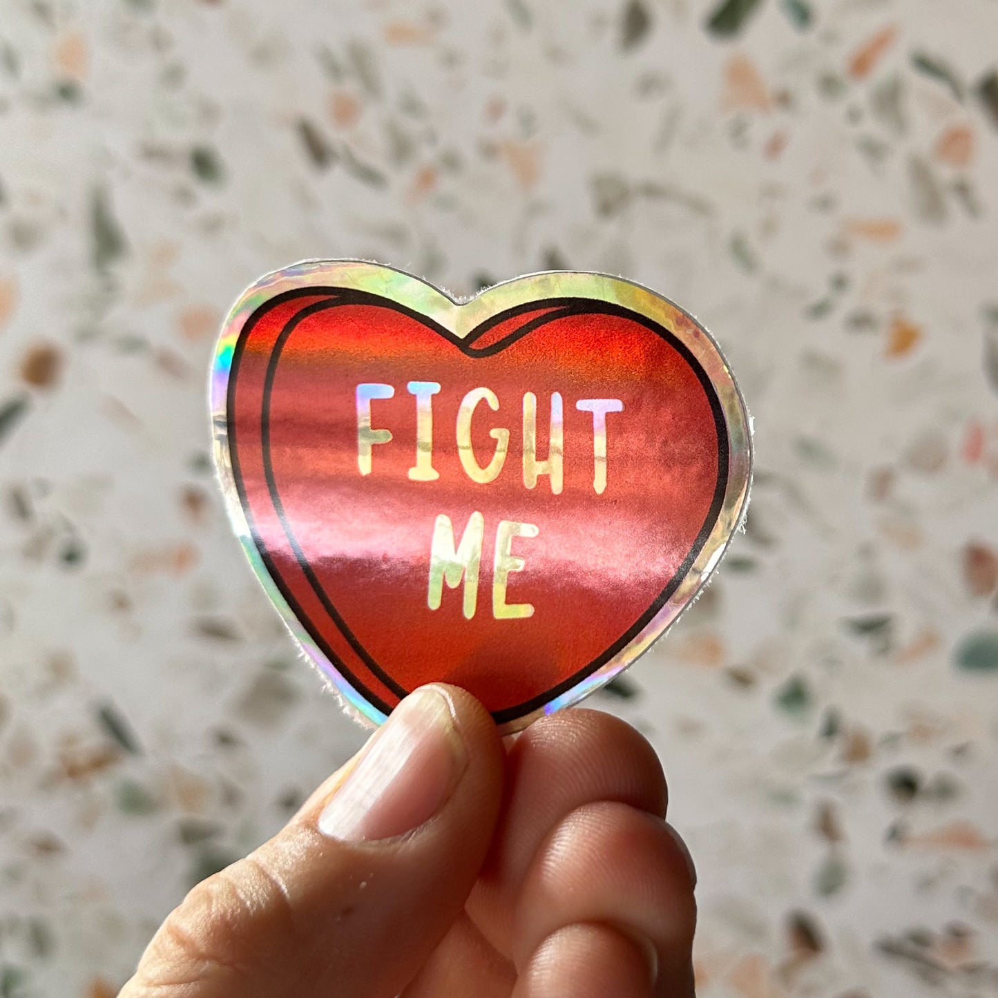 Fight Me Candy Heart Sticker