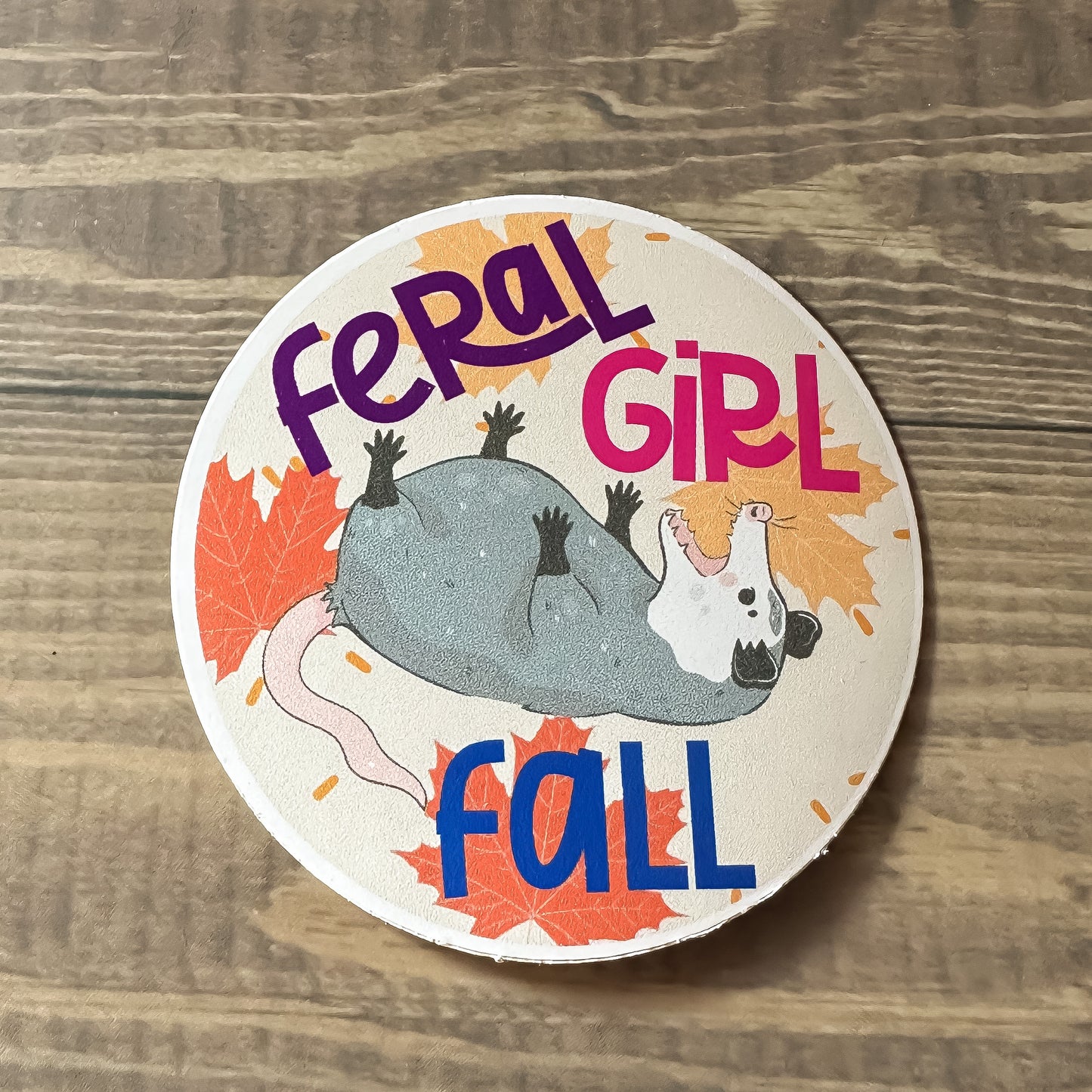 Feral Girl Fall Possum Sticker