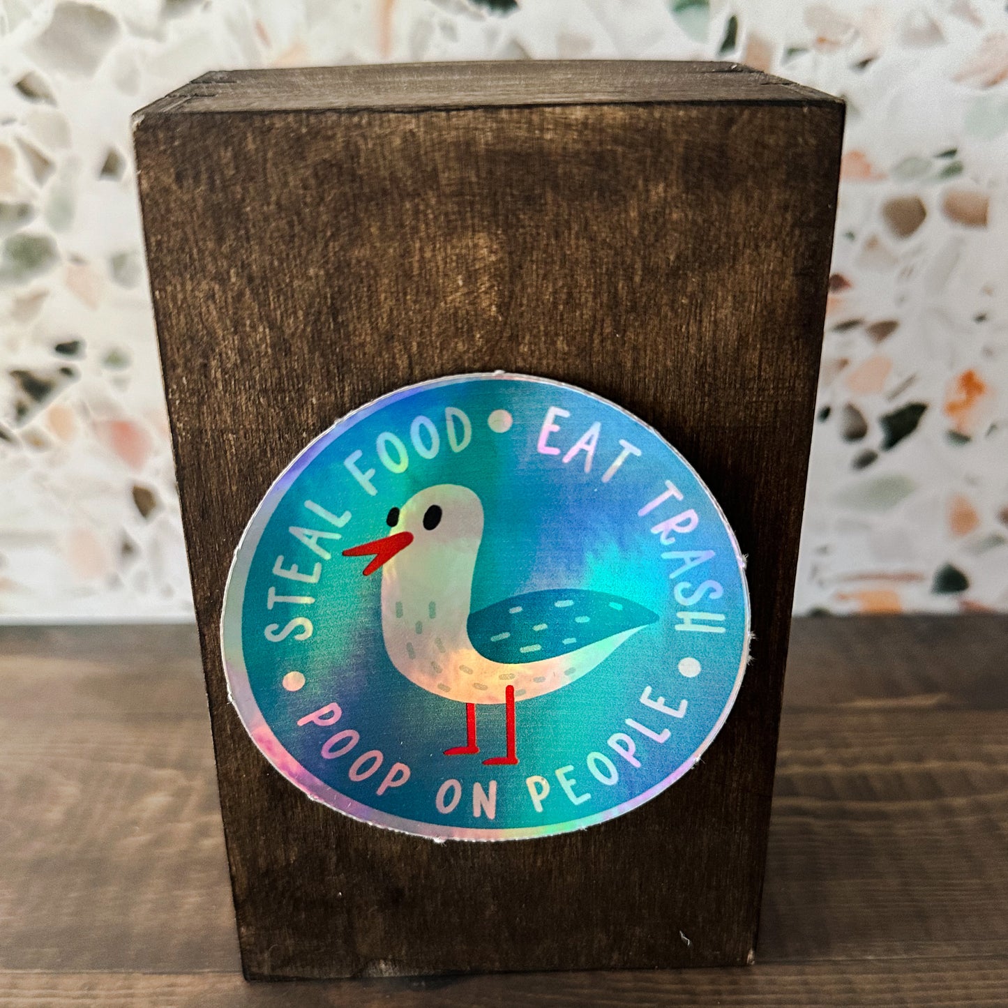 Steal Food Seagull Holographic Sticker