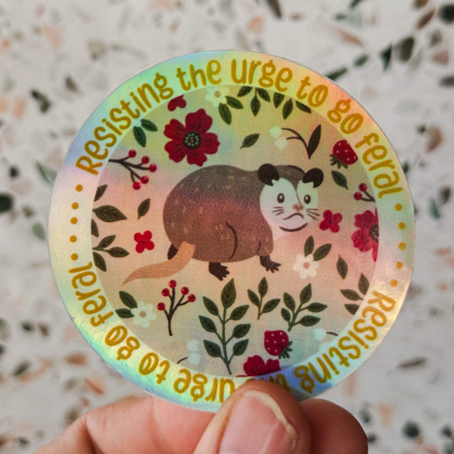 Fighting the Urge to go Feral Possum Sticker