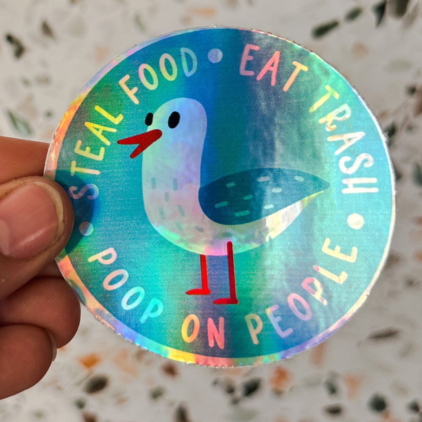 Steal Food Seagull Holographic Sticker