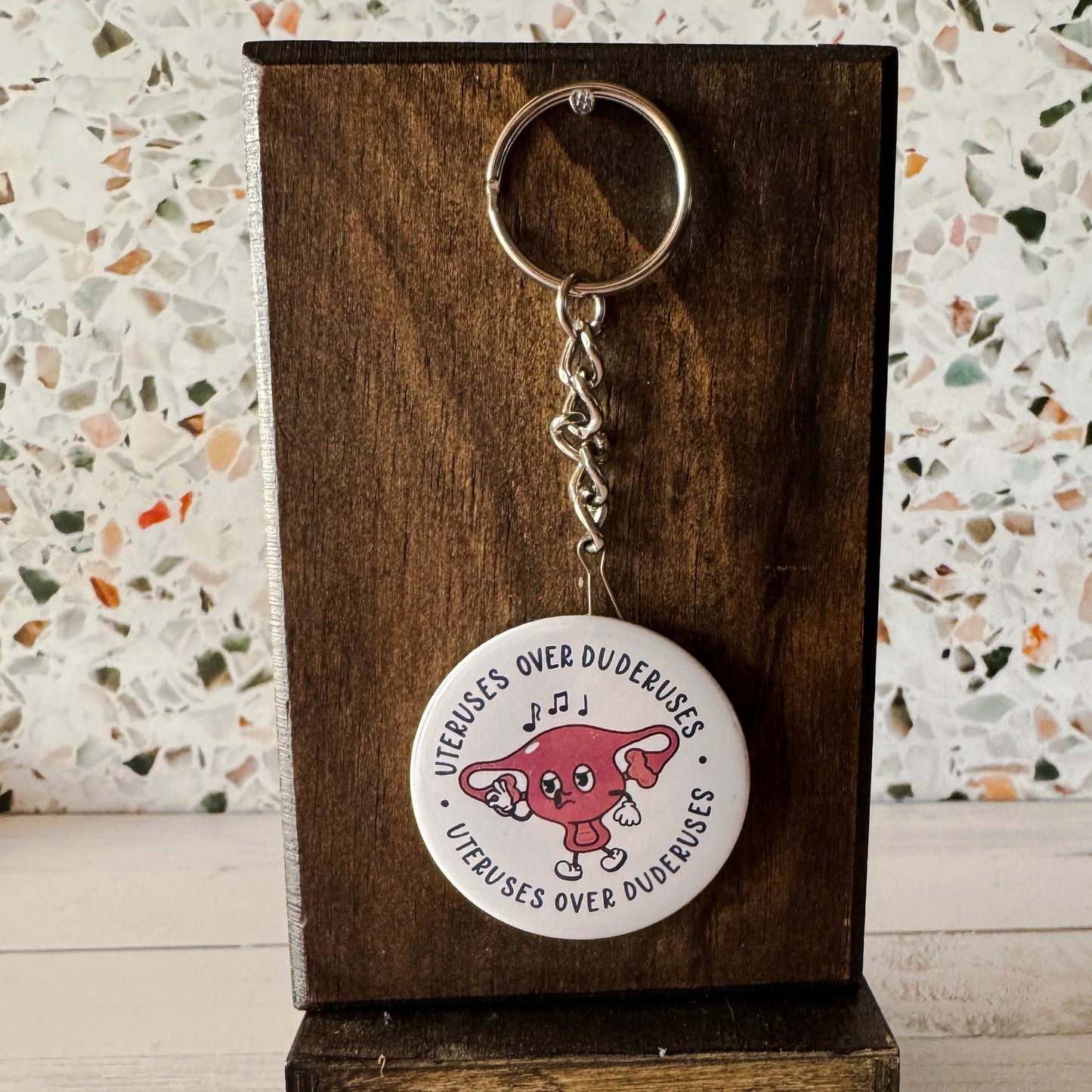 Uteruses Over Duderuses Bottle Opener Keychain