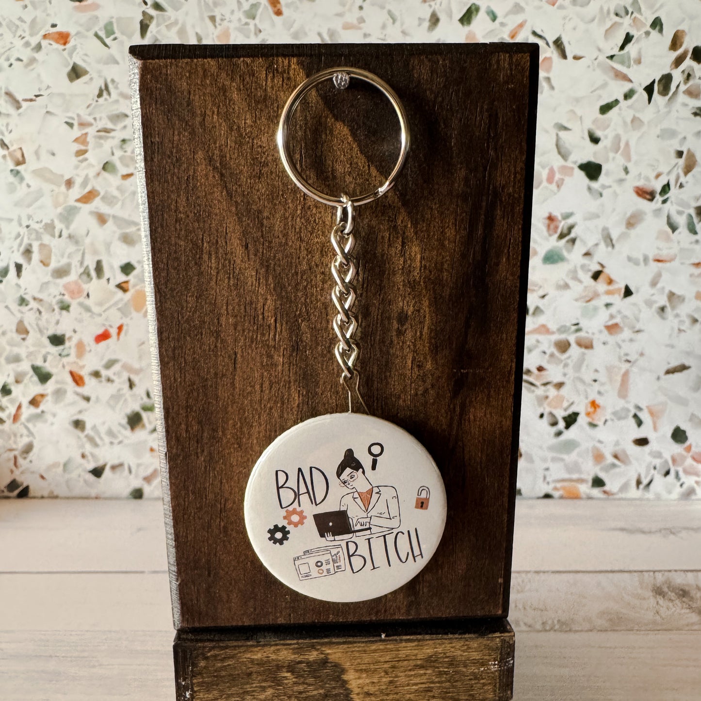 Bad Bitch Female Scientist Bottle Opener Keychain