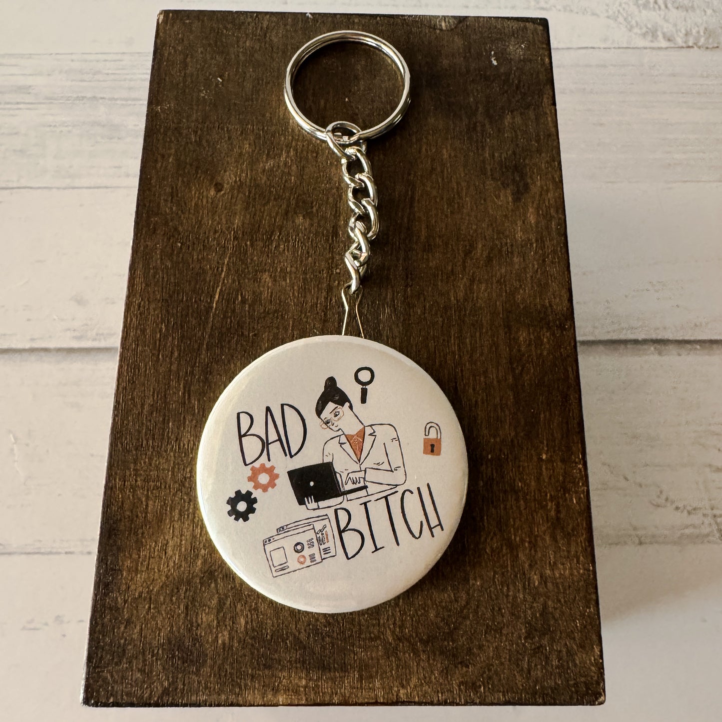Bad Bitch Female Scientist Bottle Opener Keychain