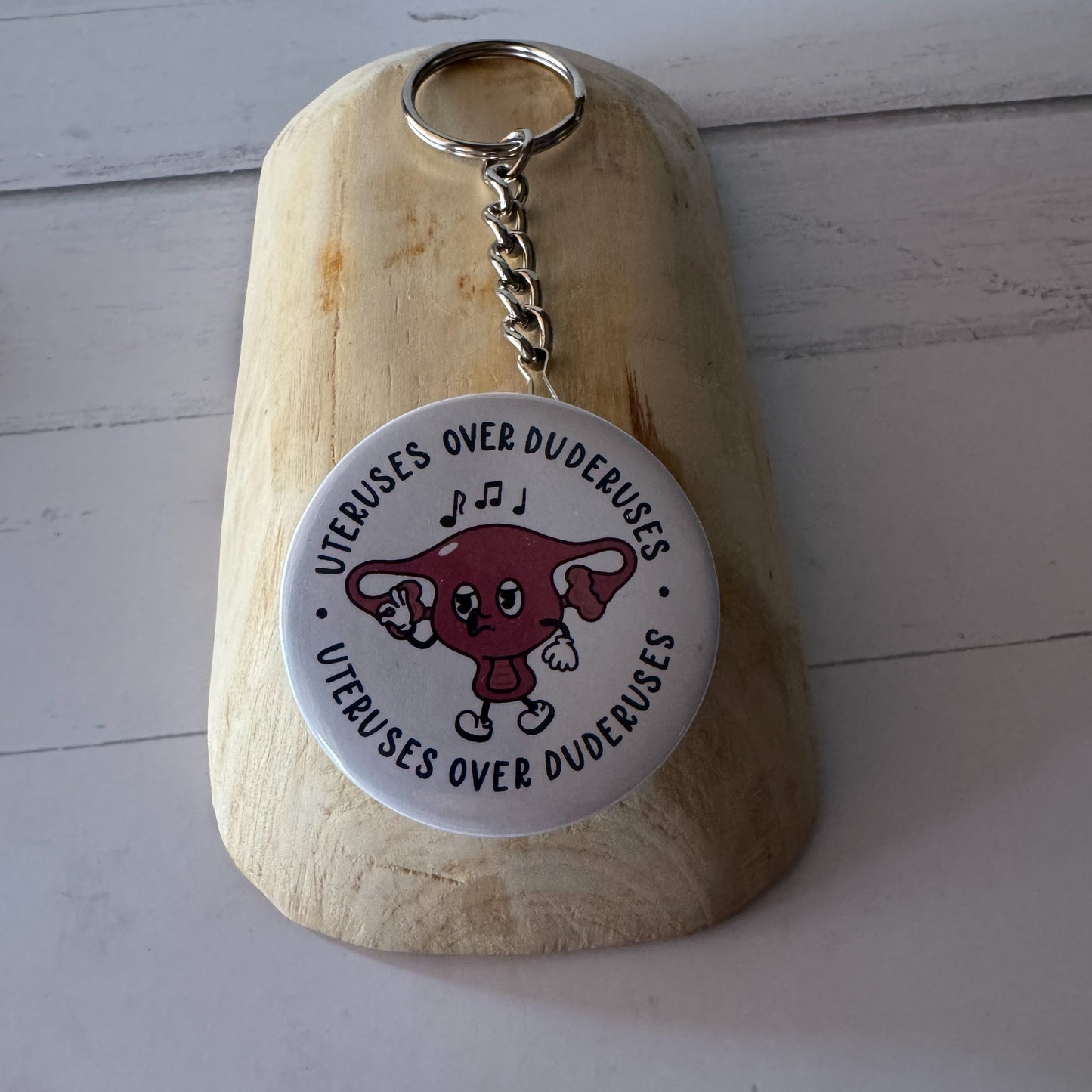 Uteruses Over Duderuses Bottle Opener Keychain