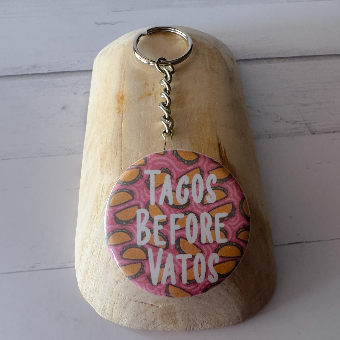 Tacos Before Vatos Bottle Opener Keychain