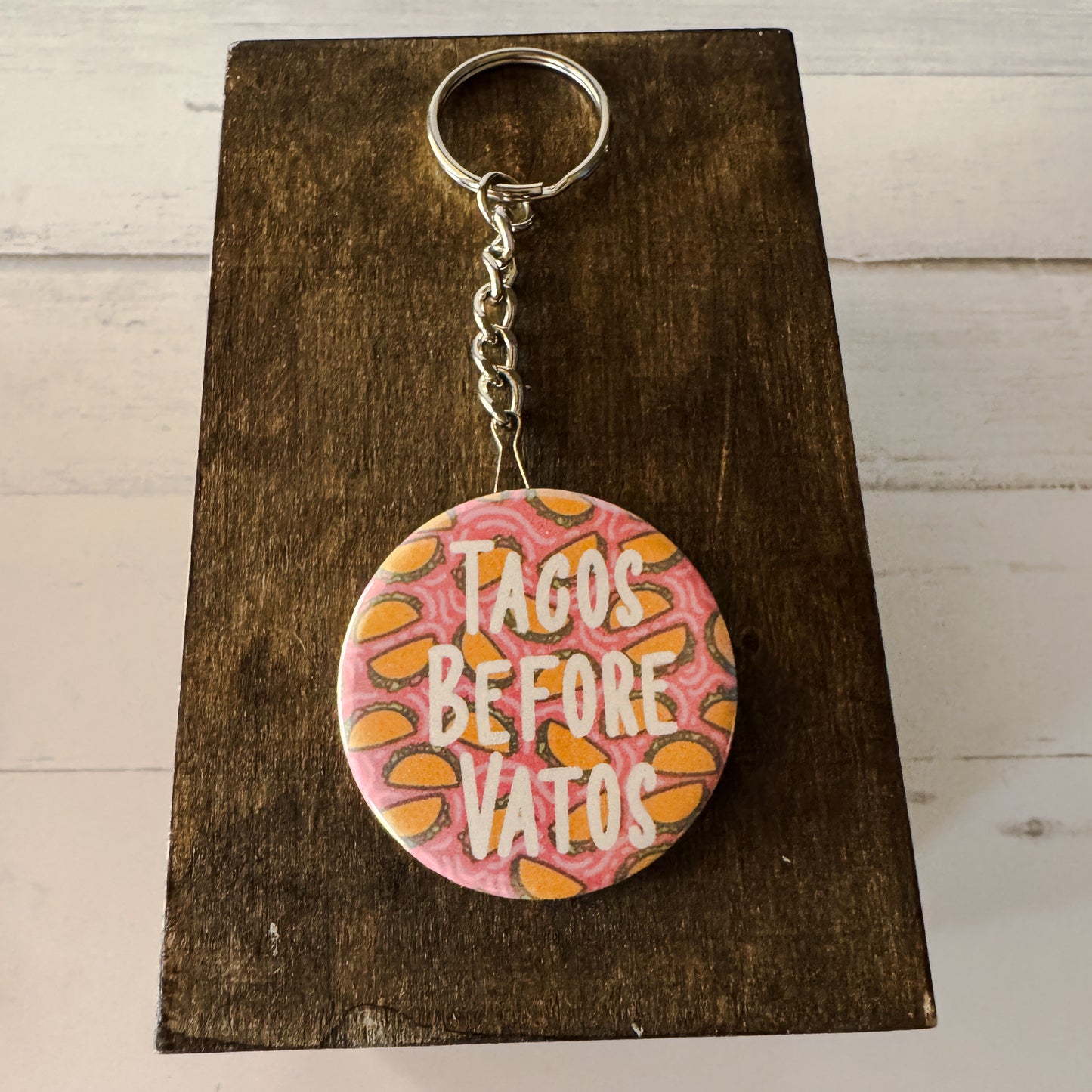 Tacos Before Vatos Bottle Opener Keychain
